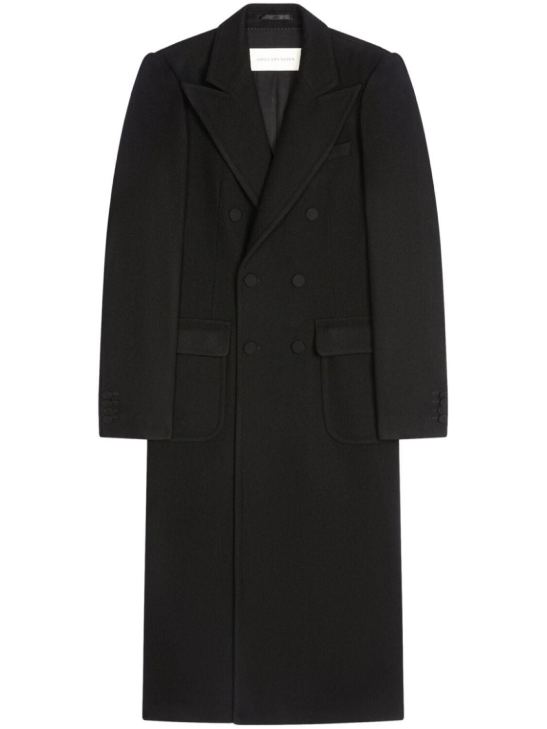 

DRIES VAN NOTEN шерстяное двубортное пальто, черный