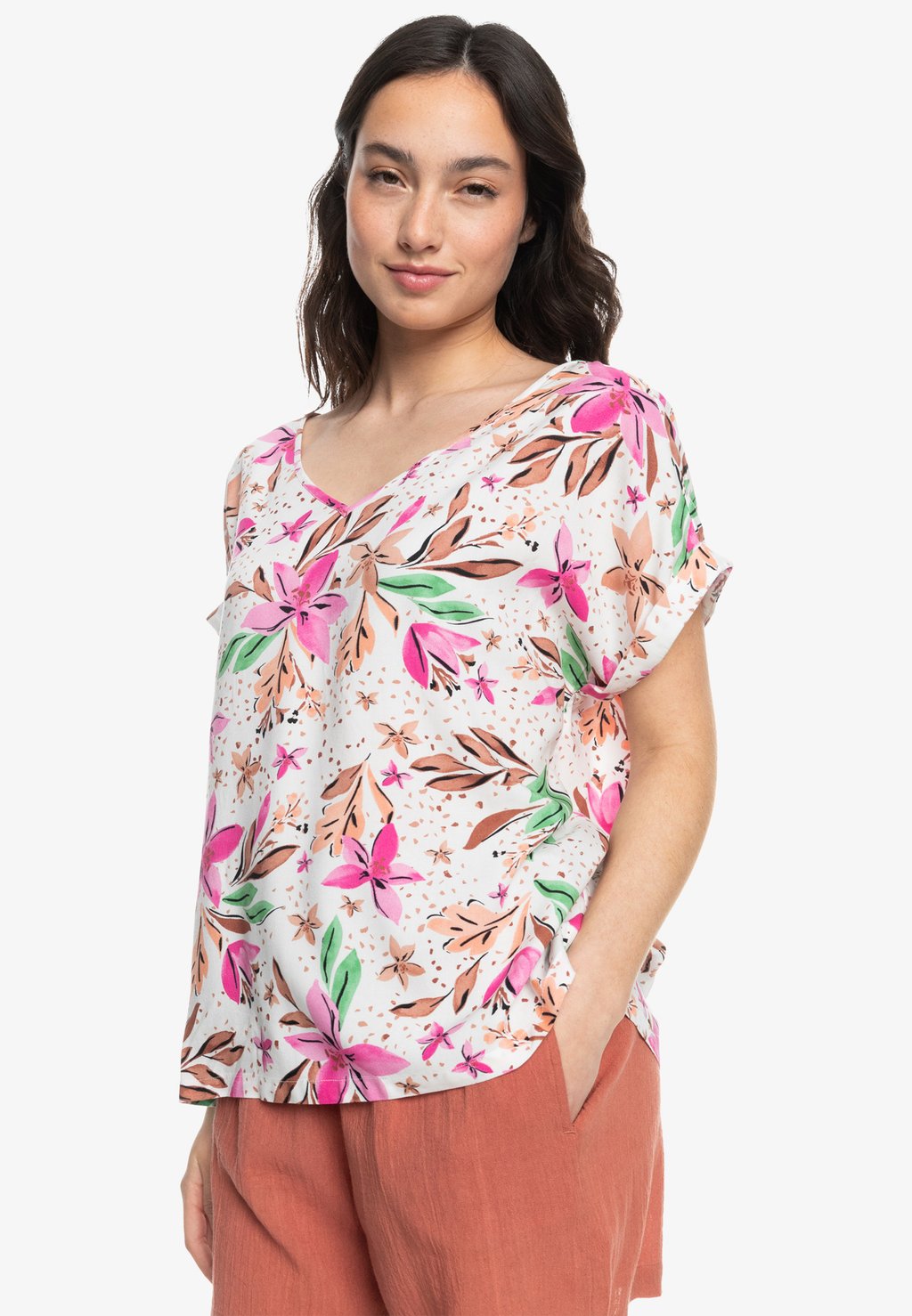 

Футболка с принтом SWEET HIBISCUS V NECK Roxy, цвет white