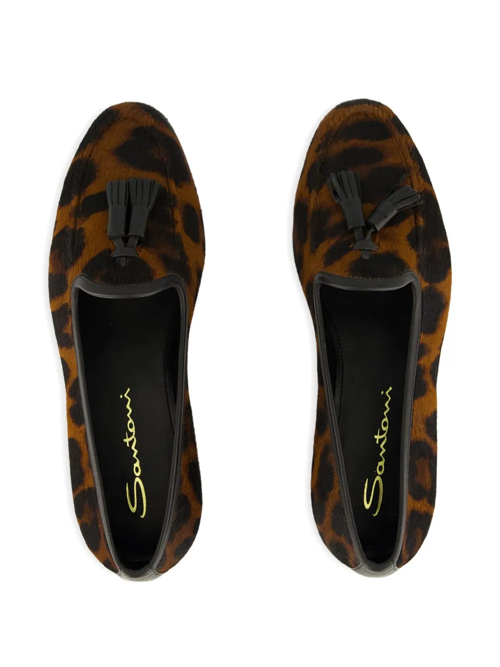 Лоферы с леопардовым принтом и кисточками Santoni, коричневый — фото 4