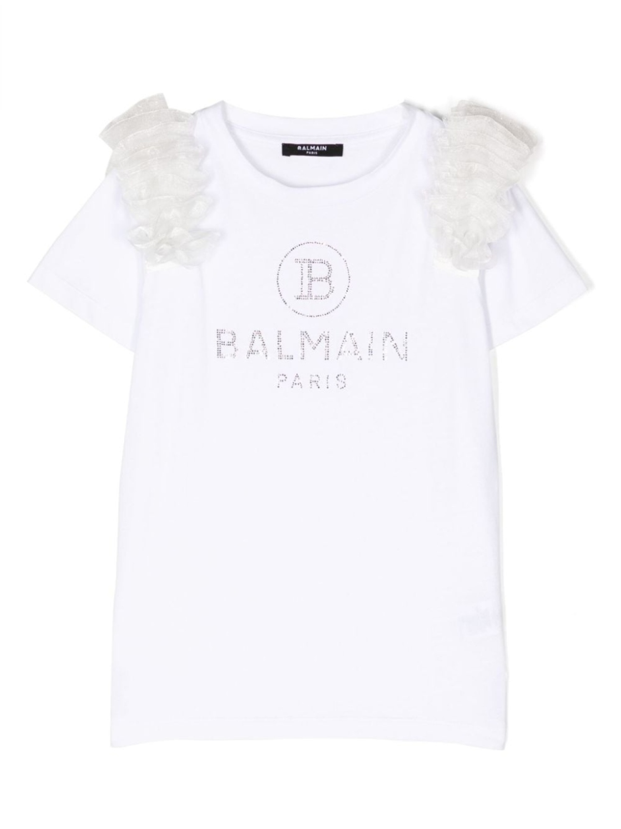 

Футболка с цветочной аппликацией и логотипом Balmain Kids, белый