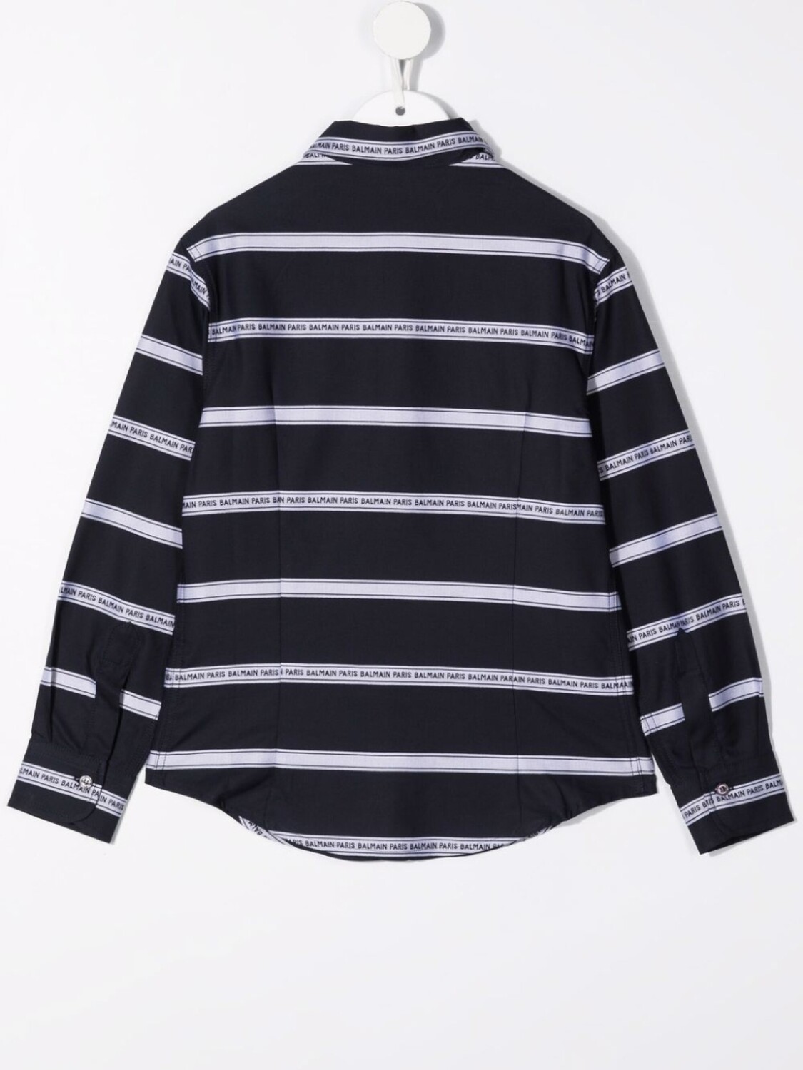 

Balmain Kids полосатая рубашка с логотипом, синий