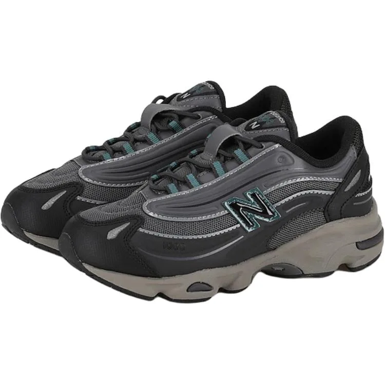 Кроссовки для бега NB 1000 Leather, Textile Slip Resistant, Abrasion Resistant, Breathable низкие детские New Balance, серый черный — фото 4