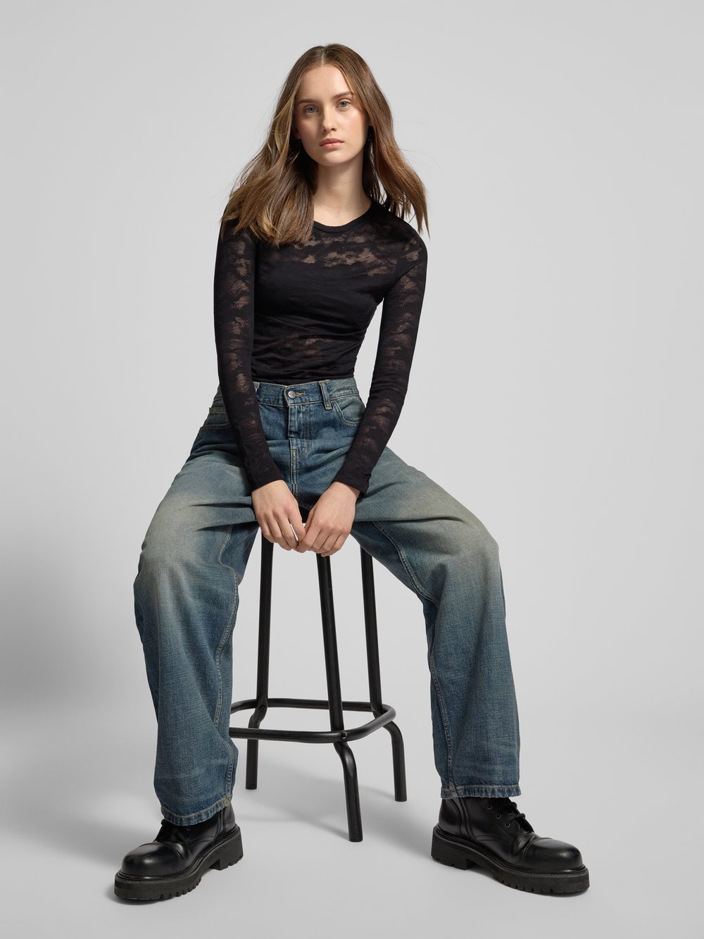 

Лонгслив с круглым вырезом G-Star Raw, черный