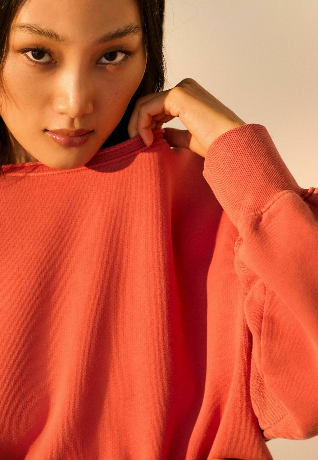 Толстовка RAW HEM DETAIL WASHED CREW NECK Next, красный — фото 4