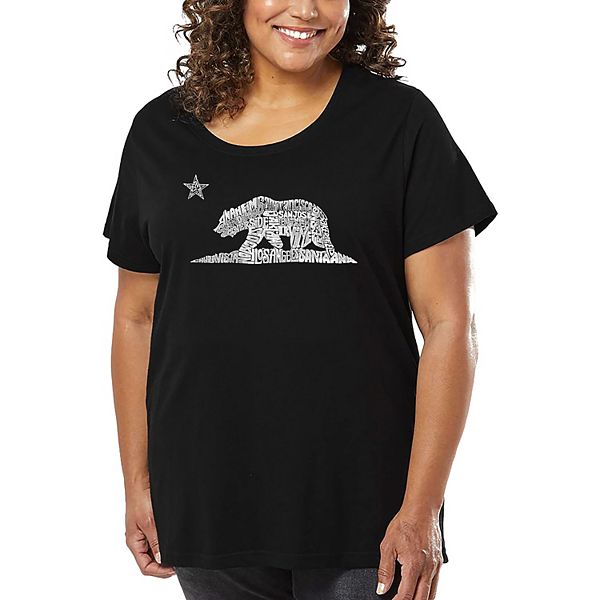 

Футболка с принтом для женщин plus size California Bear La Pop Art, Black, Черный, Футболка с принтом для женщин plus size California Bear La Pop Art, Black