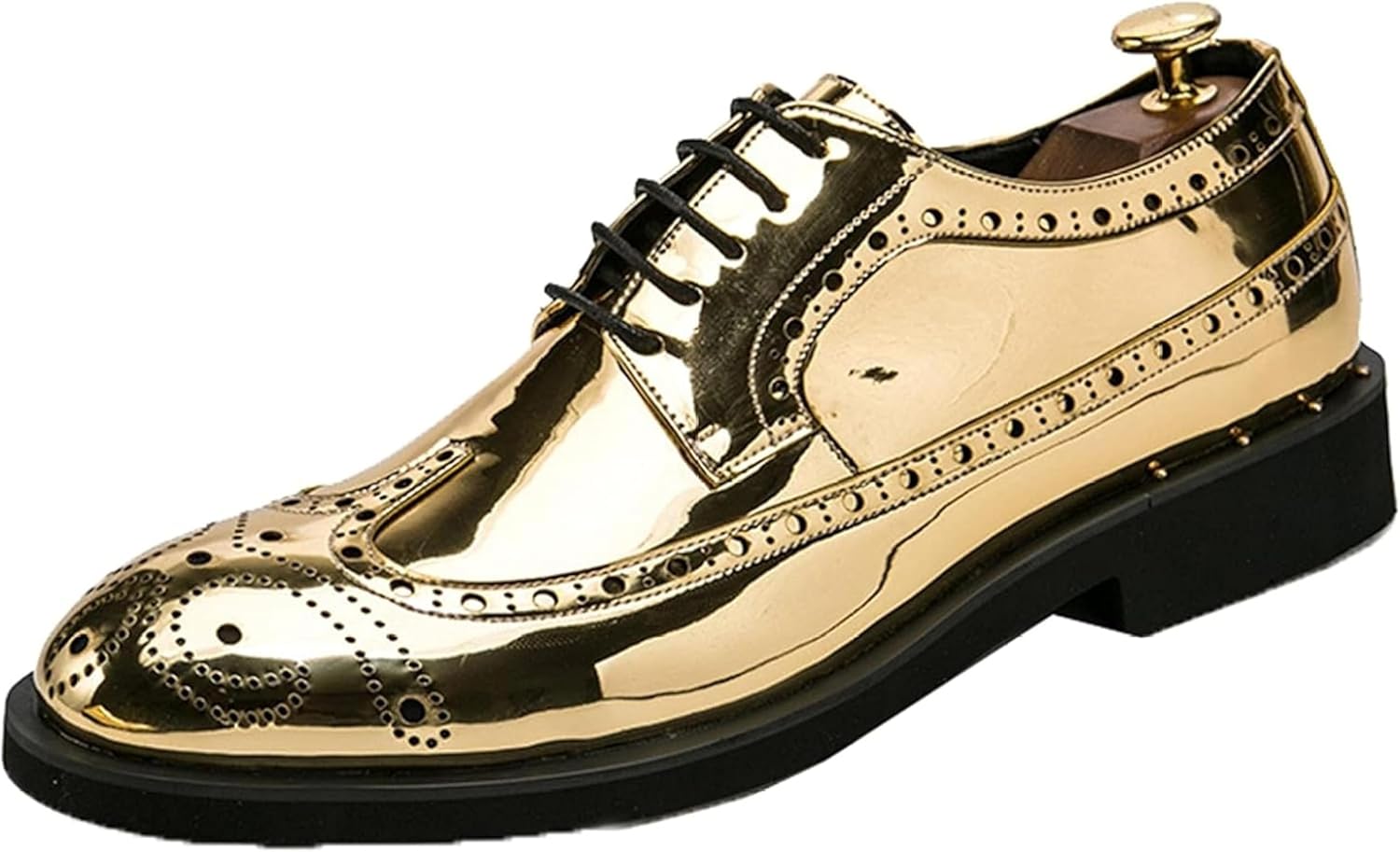 

Мужские туфли оксфорды с кружевом для весны и осени, низкие, формальные, броги для вечеринки, размер 9, черные Generic