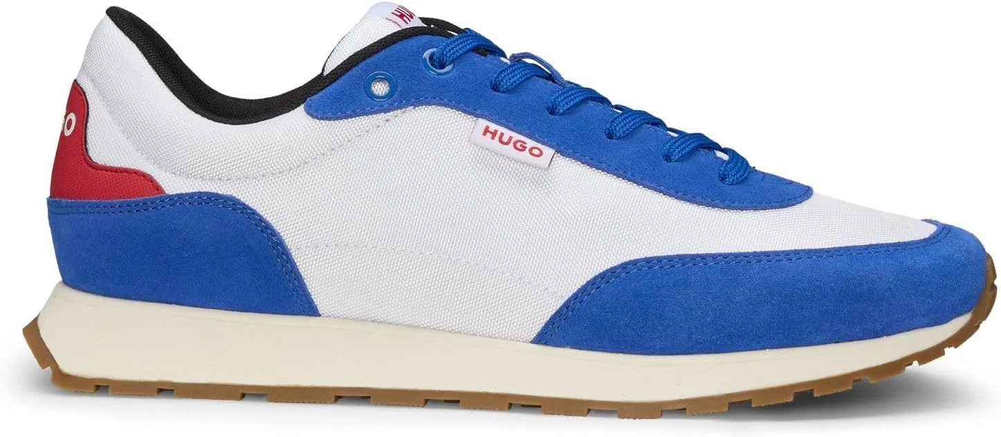 Мужские кроссовки HUGO Icelin Runn в стиле ретро с замшевыми деталями, размер, Open Beige.