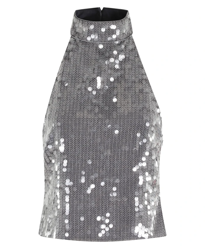 

Топ с пайетками и завязками на шее, темно-серый Rotate Birger Christensen, серый