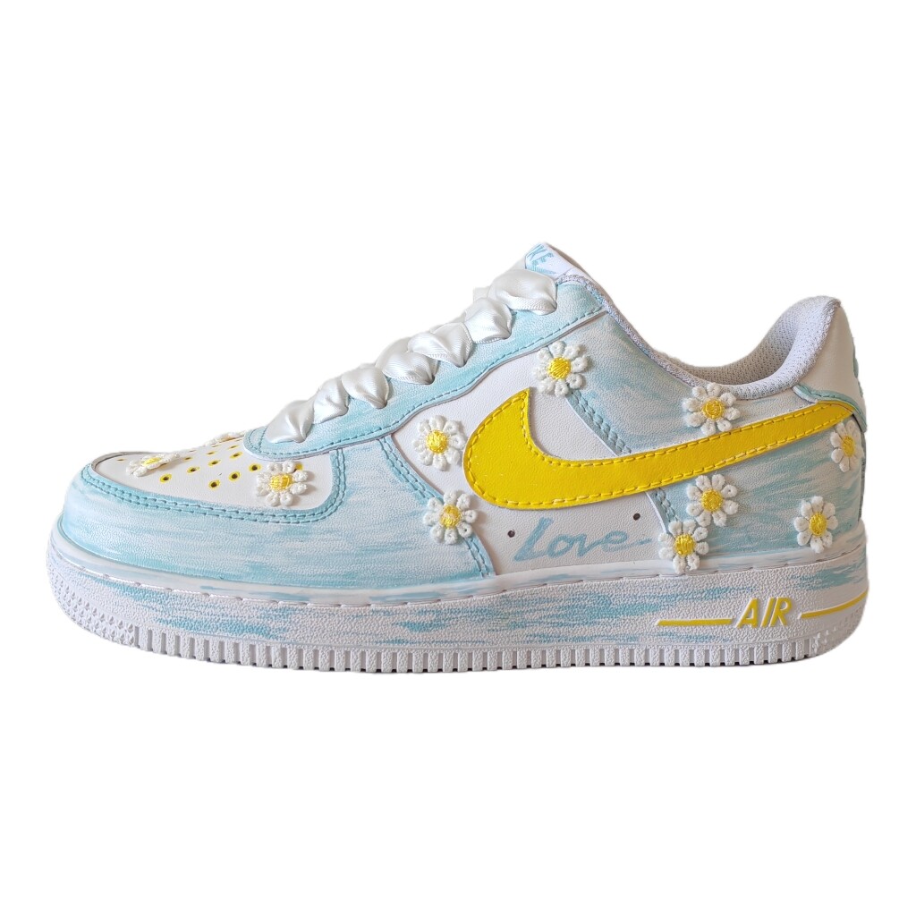 

Кроссовки Nike Air Force 1 Skateboarding Shoes Women's Low-top White/blue, голубой, Синий, Кроссовки Nike Air Force 1 Skateboarding Shoes Women's Low-top White/blue, голубой