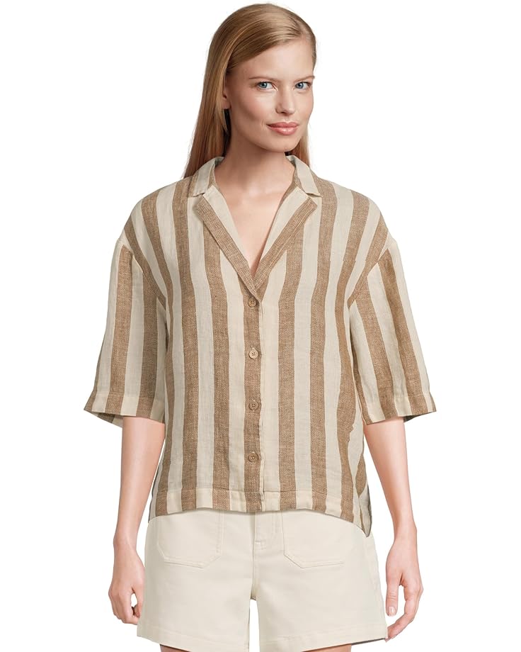 

Рубашка Faherty Palma Linen Camp Shirt, цвет Cocoa Beach Stripe