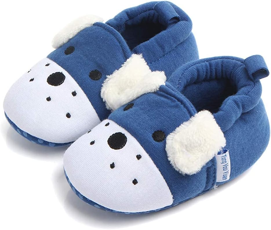 

Милые детские тапочки для новорожденных и малышей, для мальчиков и девочек, с мультяшными рисунками, мягкие, с нескользящей подошвой, носимые дома, как носки, с животными, для первого шага Sawimlgy, синий
