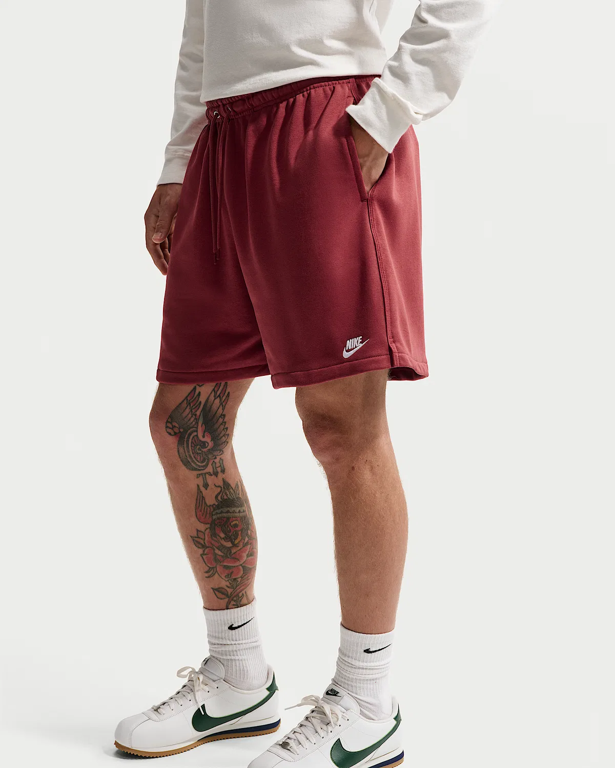 Мужские шорты Nike Club из французского флиса Flow, Team Crimson/Team Crimson/White — фото 2