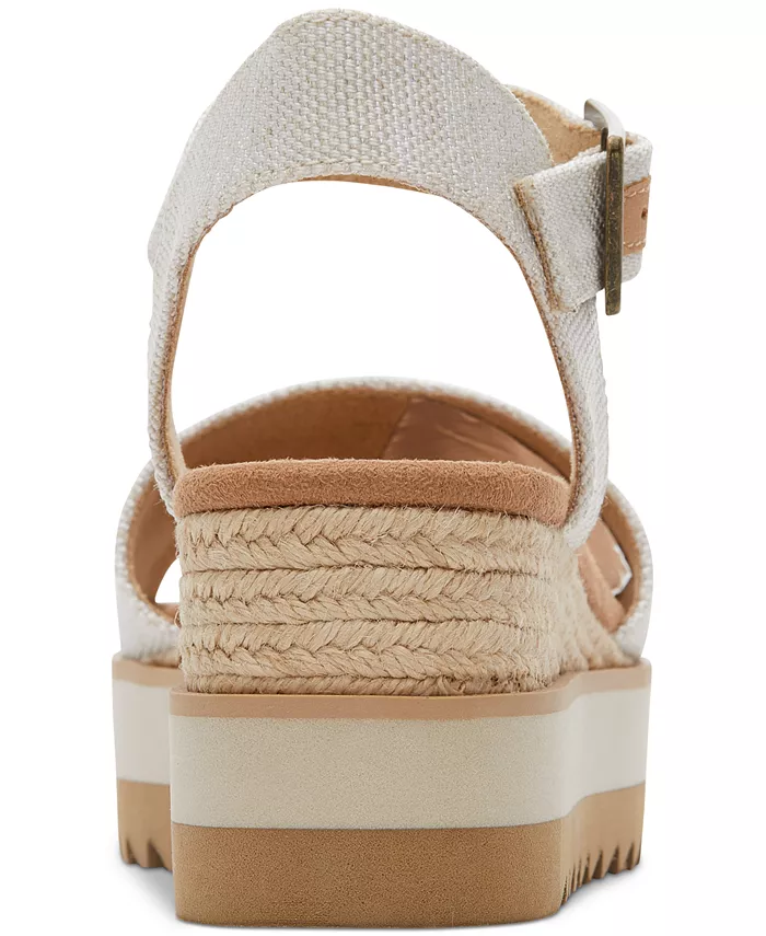 Женские сандалии Diana на платформе с клиновидным каблуком TOMS, белый — фото 3