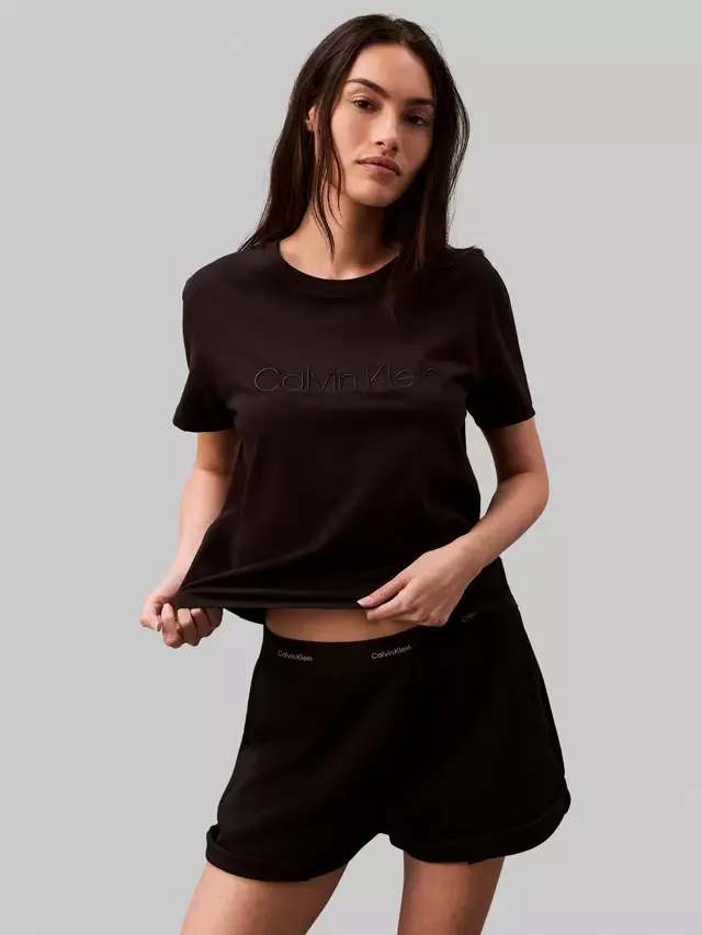Хлопковая пижамная рубашка Calvin Klein, Black