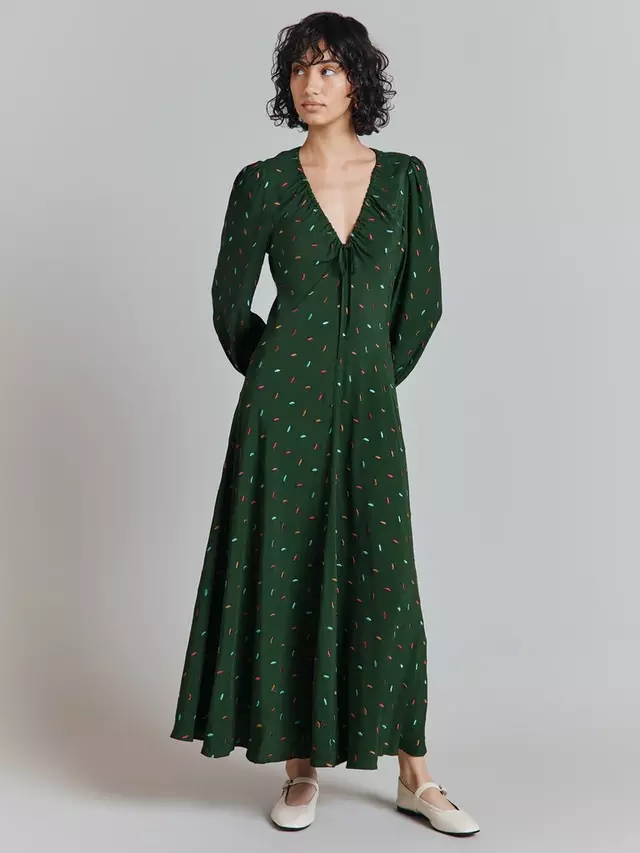 

Платье Ghost Alys Embroidered Spot Maxi, темно-зеленый