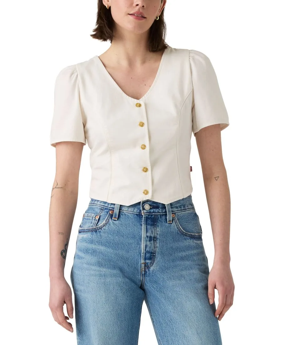 Женская хлопковая джинсовая блузка Moxie с коротким рукавом Levi's, Another Flurry