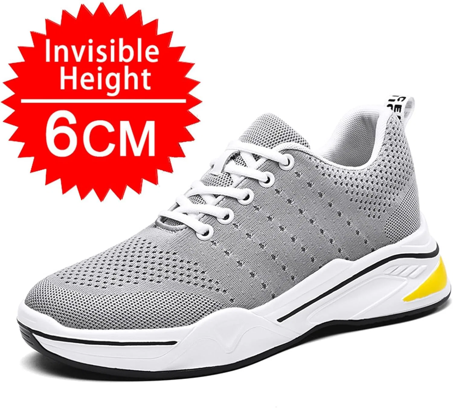 Кроссовки Generisch Schuhe mit Erhöhungen für Herren, 6/8/10 cm, Unisex, höhenverstellbar, lässige Mesh-Schuhe mit Erhöhungen, rutschfeste, atmungsaktive Turnschuhe mit Erhöhungen, Schnürschuhe, Grau — фото 4