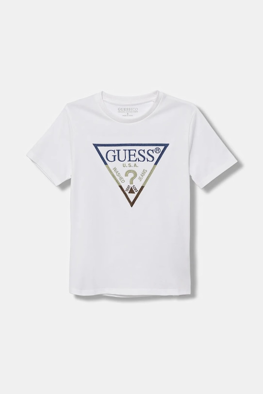 

Детская хлопковая футболка Guess, белый