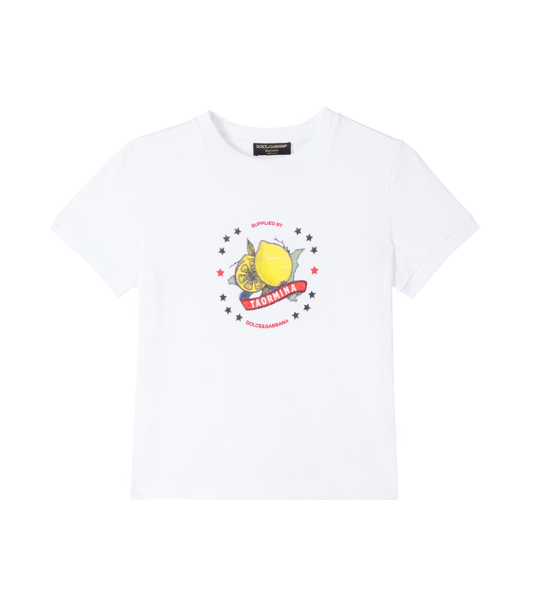 

Футболка из хлопкового джерси с принтом Taormina Dolce&Gabbana Kids, Optical White