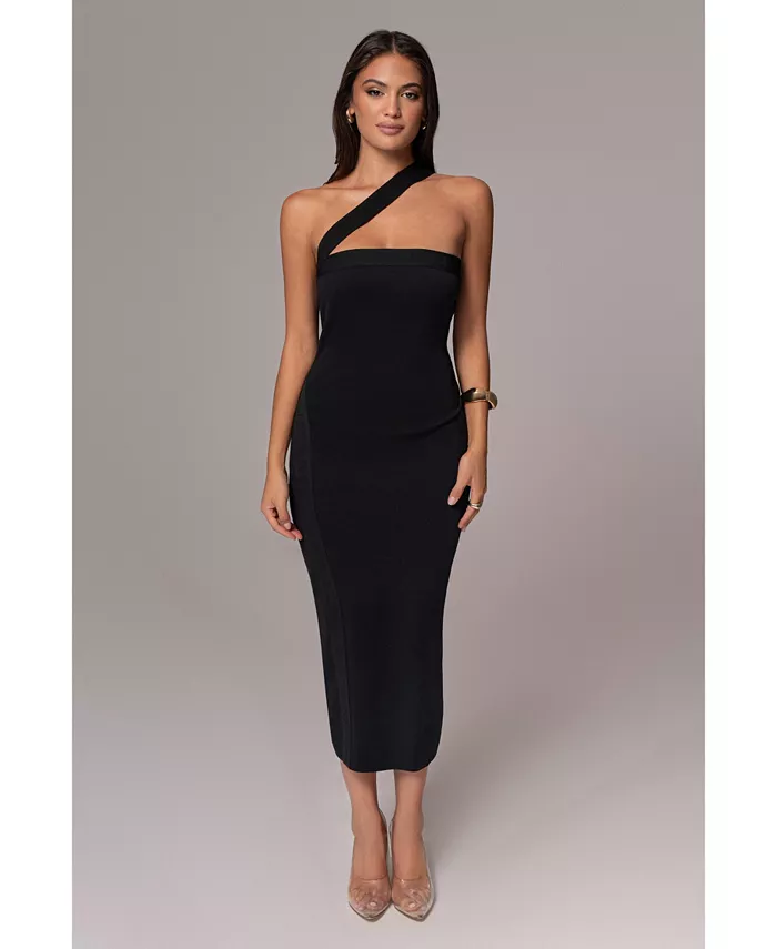 

Женское асимметричное платье миди Ivone JLUXLABEL, черный