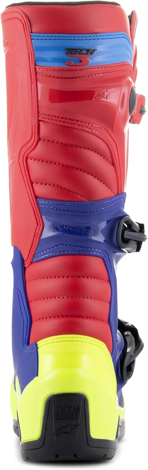 Мотокроссовые ботинки Alpinestars Tech 3 для взрослых, 12 размер, ярко-красный/темно-синий/флуоресцентно-желтый — фото 2