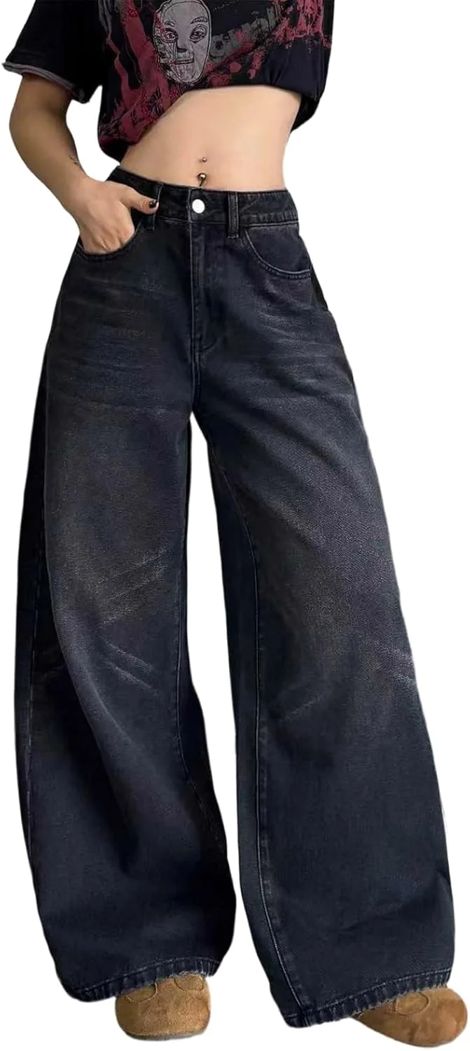 

Женские широкие джинсы с карманами в стиле хип-хоп OYICAI