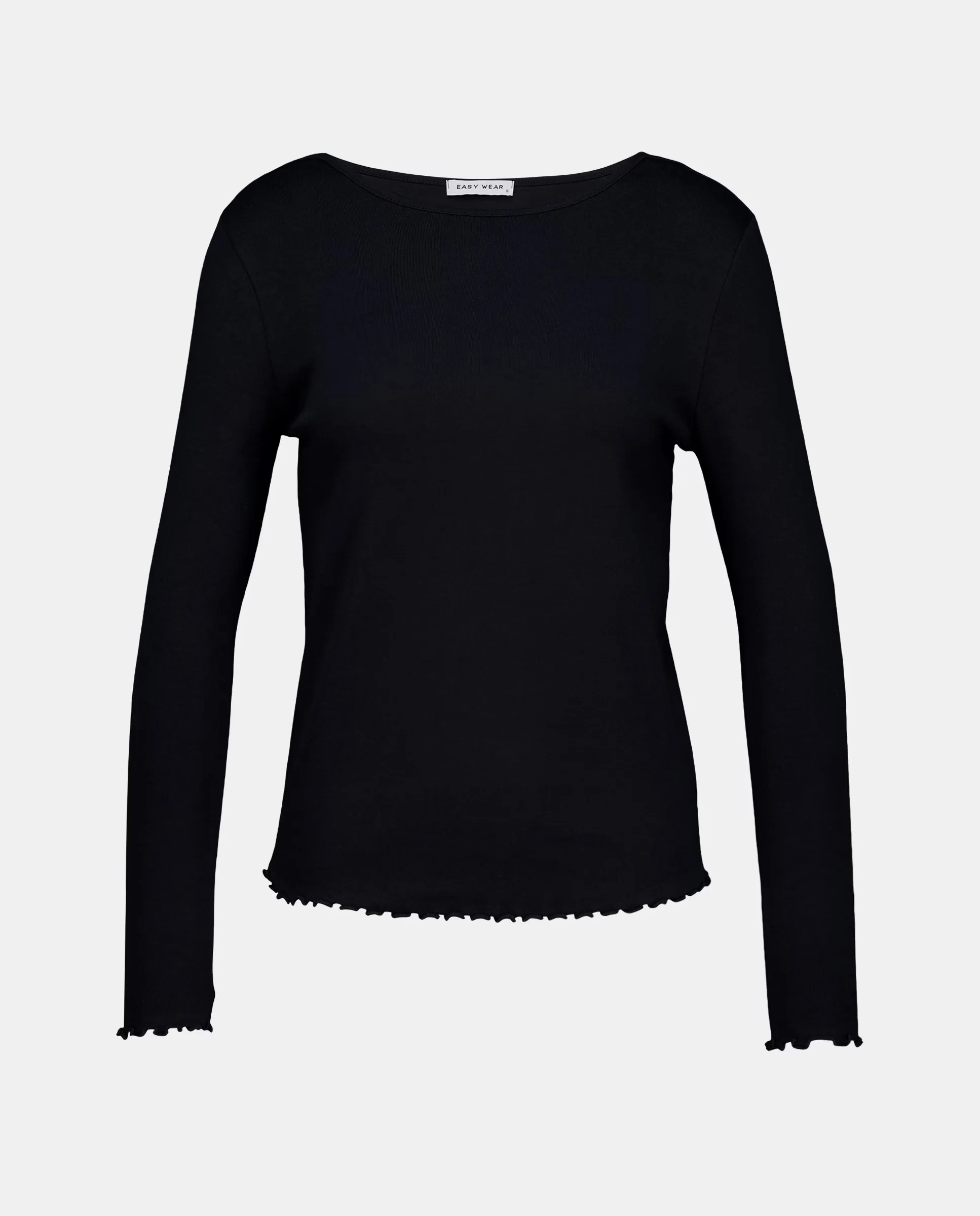 

Женская футболка с круглым вырезом и отделкой по низу Easy Wear, черный