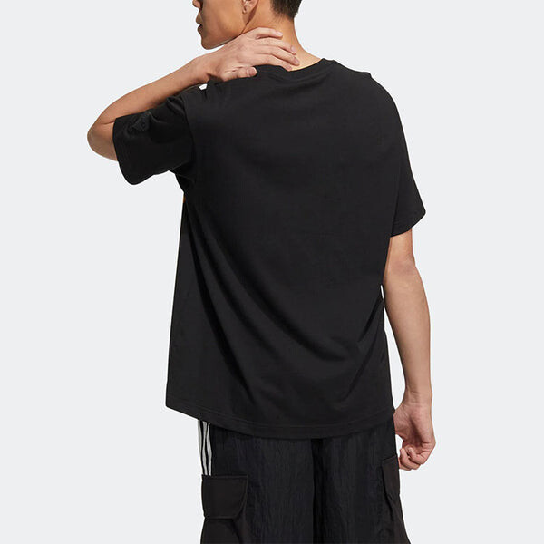 Футболка adidas neo Geometry Pattern Printing Round Neck Short Sleeve Unisex Black T-Shirt, черный — фото 4