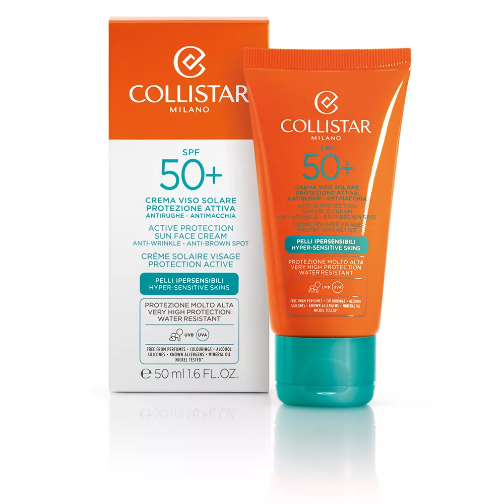 Солнцезащитный крем Crema Solar Para El Rostro Protección Activa Spf50+ Collistar, 50 мл — фото 2
