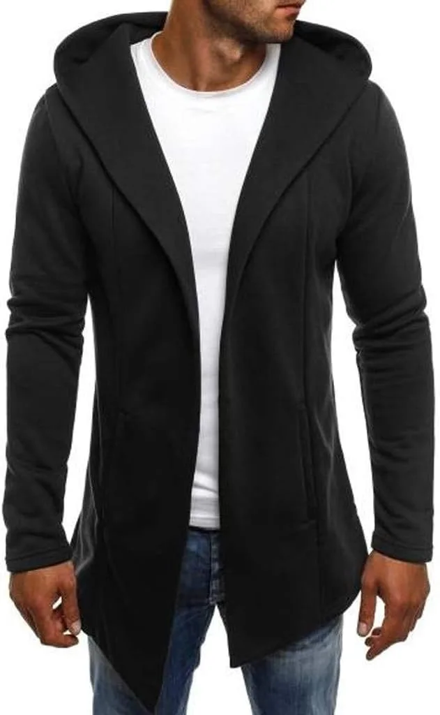 

Мужская худи с молнией, мид-длины, легкая, на флисе