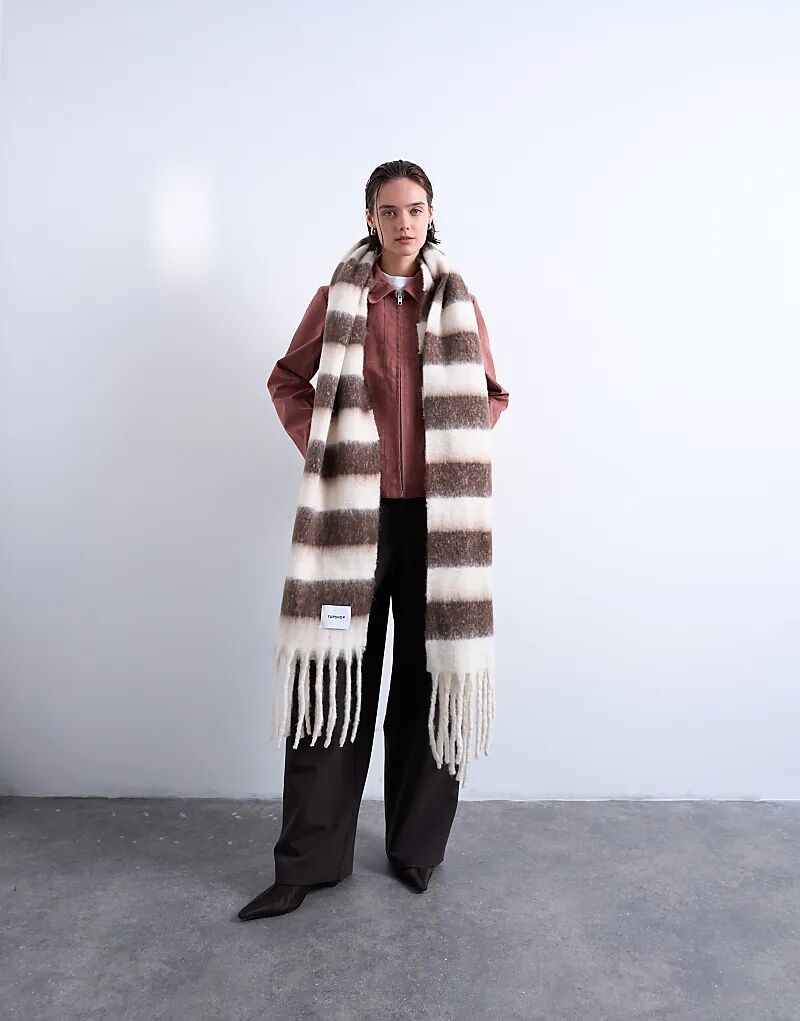 

Шарф-плед Topshop Sydney в коричнево-белую полоску