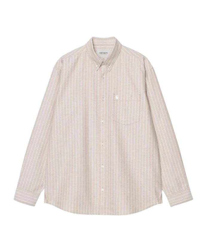 

Полосатая рубашка с длинными рукавами - арахисово-белая Carhartt Wip, бежевый