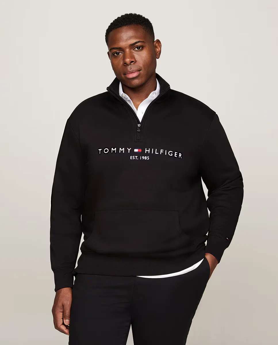 

Мужская толстовка с половиной молнии Tommy Hilfiger больших размеров, черный