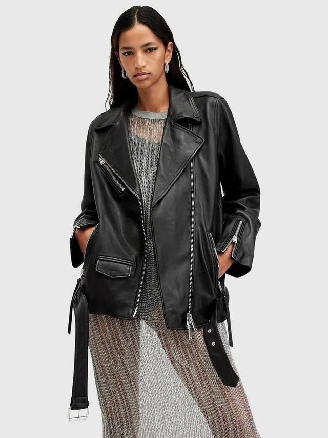 

Кожаная байкерская куртка billie AllSaints, черный