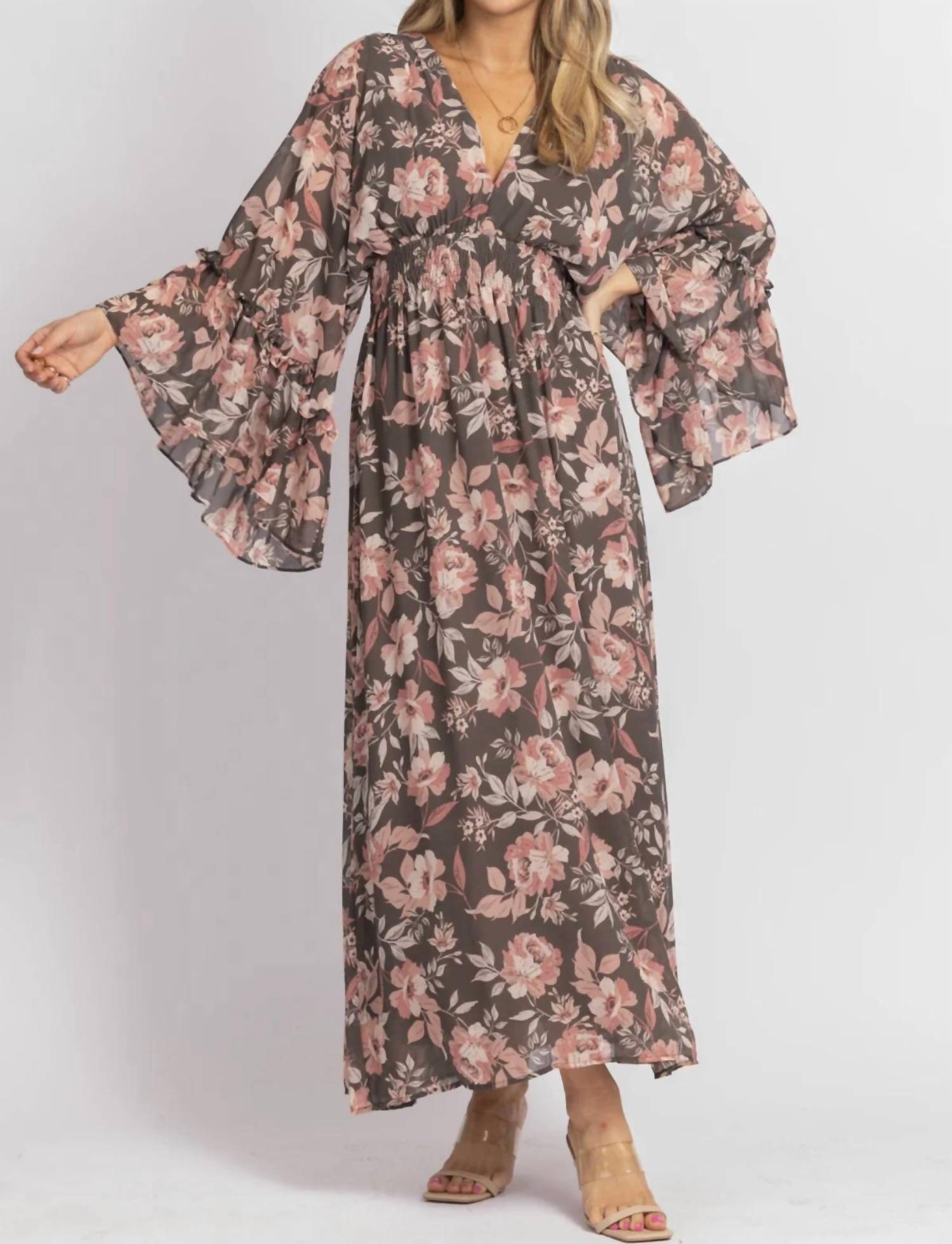 

Платье макси с рукавами-бабочками в цвете Charcoal Rose DRESS FORUM