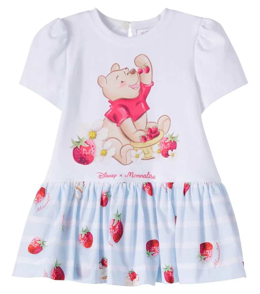 Платье из хлопковой смеси с принтом от Disney Baby Monnalisa, белый