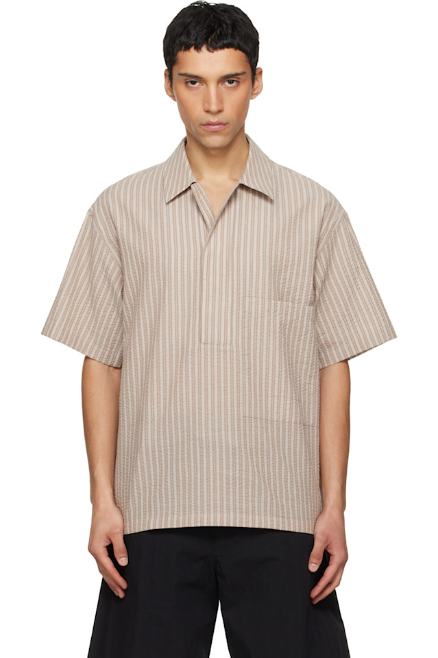 

Le17Septembre Бежевая пуловер-рубашка из жатой ткани