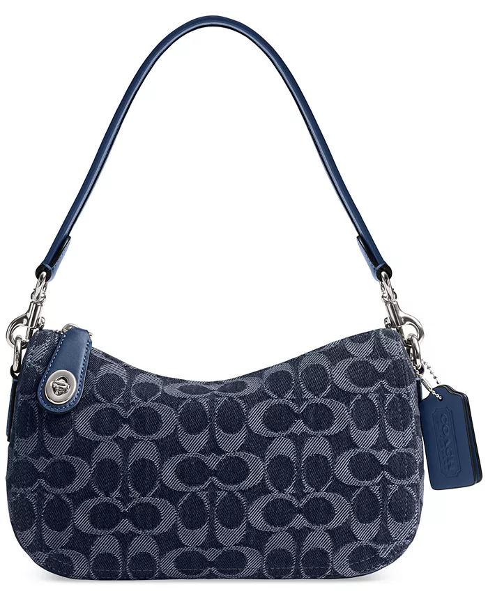 

Маленькая сумка Swinger Bag из фирменного денима COACH, синий