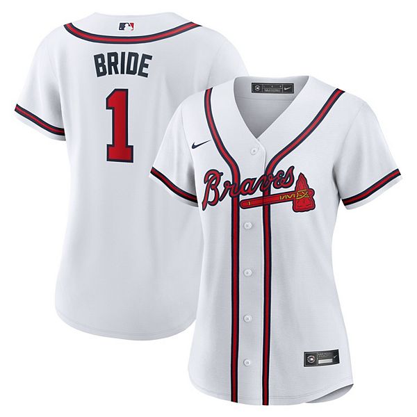 

Женская белая реплика домашней футболки Atlanta Braves #1 Bride Nike, Белый, Женская белая реплика домашней футболки Atlanta Braves #1 Bride Nike
