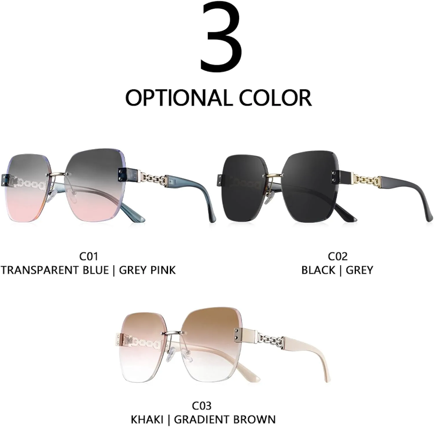 

Женские солнцезащитные очки класса люкс, модные квадратные без оправы, солнцезащитные очки для женщин с защитой от УФ-излучения UV400 HPIRME, C1 Gradient Pink