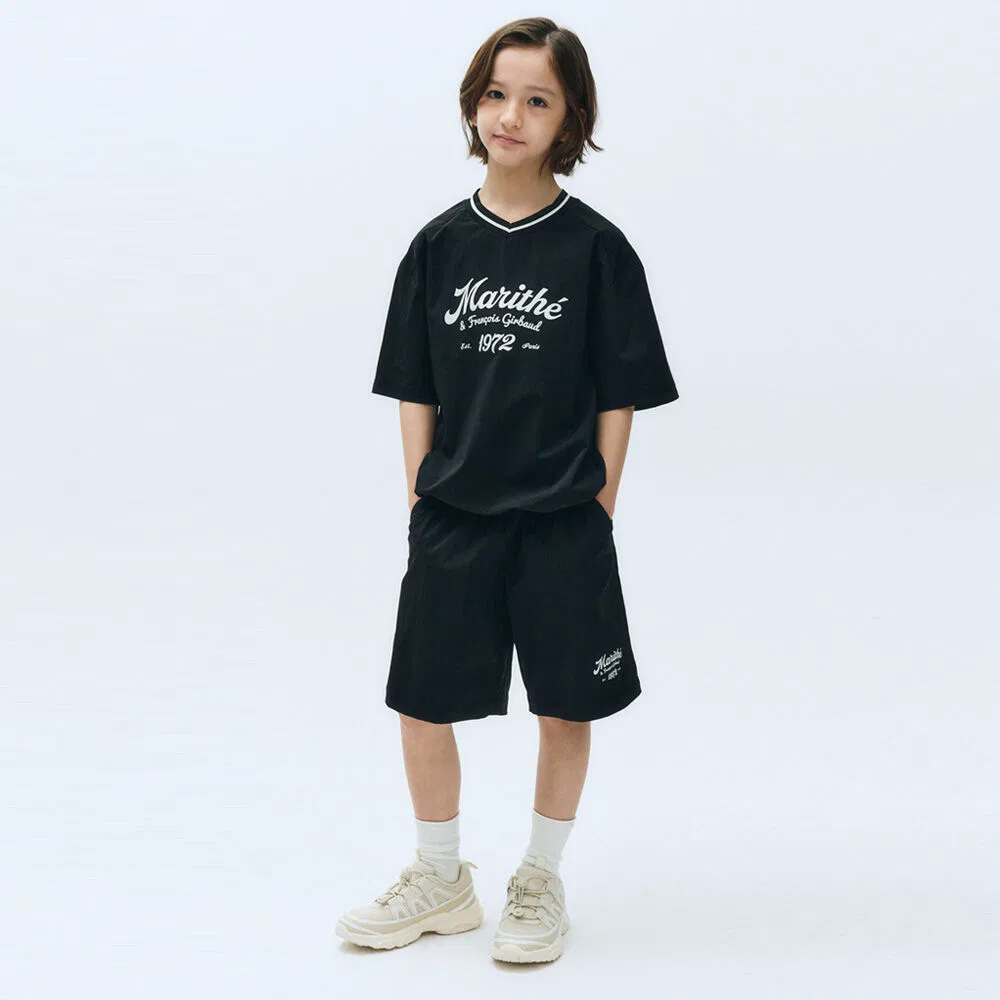 Детские нейлоновые тканые шорты чёрного цвета от Marithé Kids