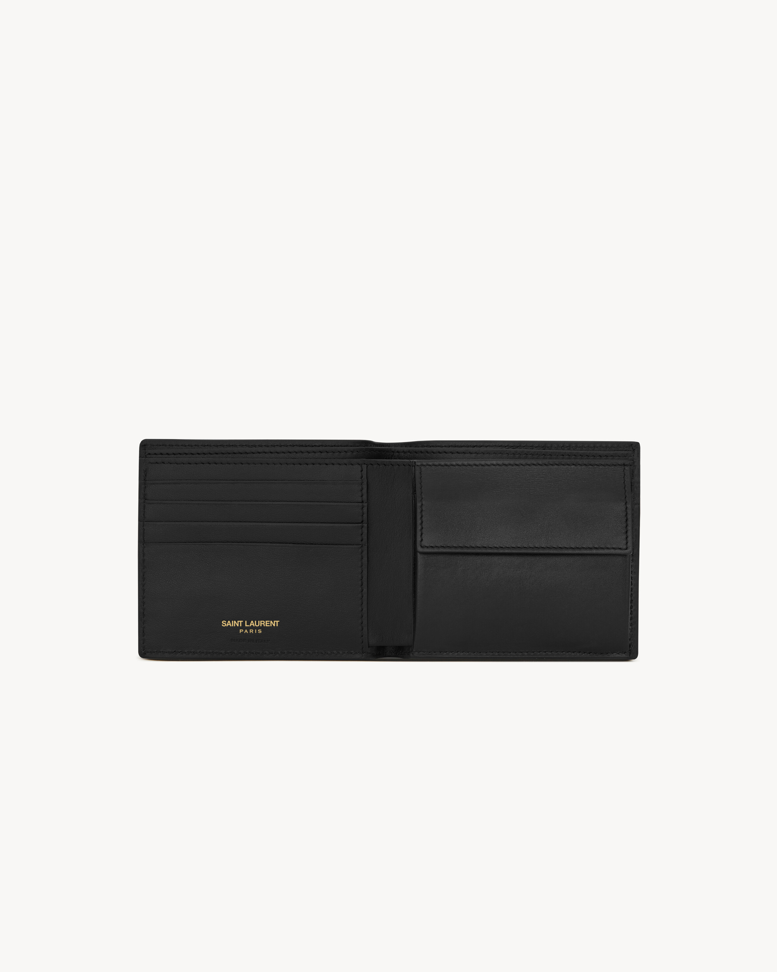 Кошелек TINY CASSANDRE East/West с монетницей из матовой кожи с тиснением под крокодила Saint Laurent, черный — фото 3