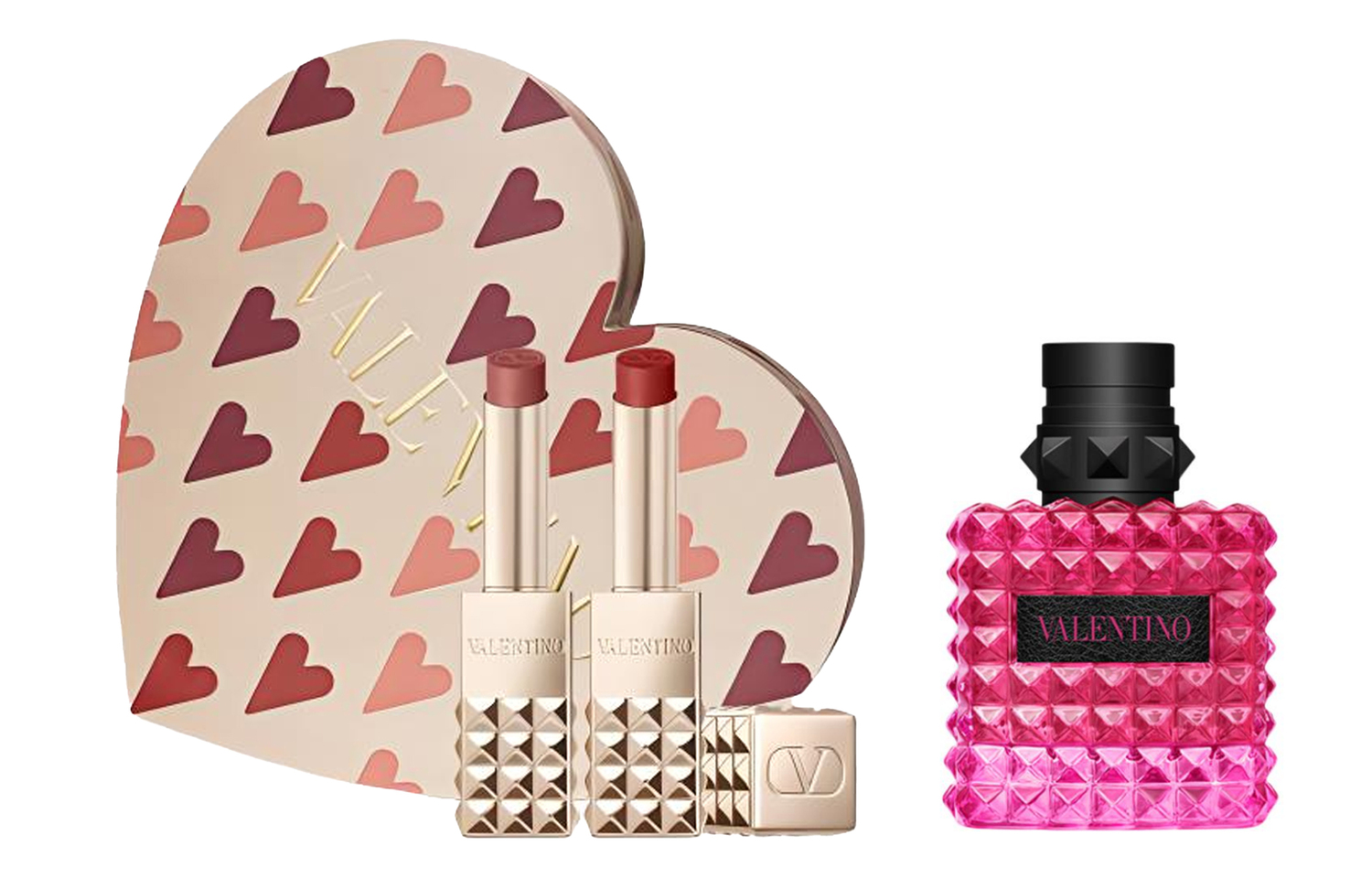 

Valentino Женские духи Roman, набор Stud Lipstick Heartfelt Box с ароматом черной смородины и рома 2,3г+2,3г+50мл