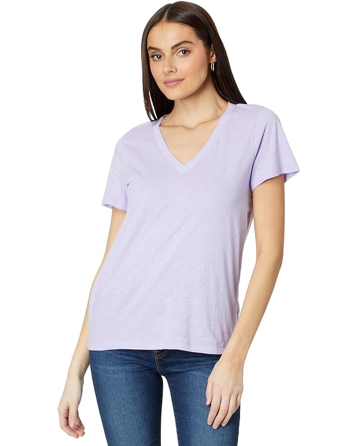 

Футболка Madewell Whisper Cotton V-Neck, цвет Subtle Lavender