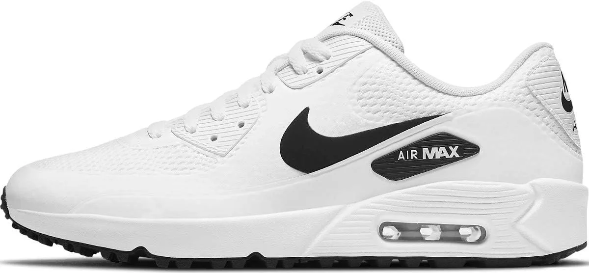 Мужские кожаные гимнастические кроссовки Nike Air Max 90, белый/черный — фото 3