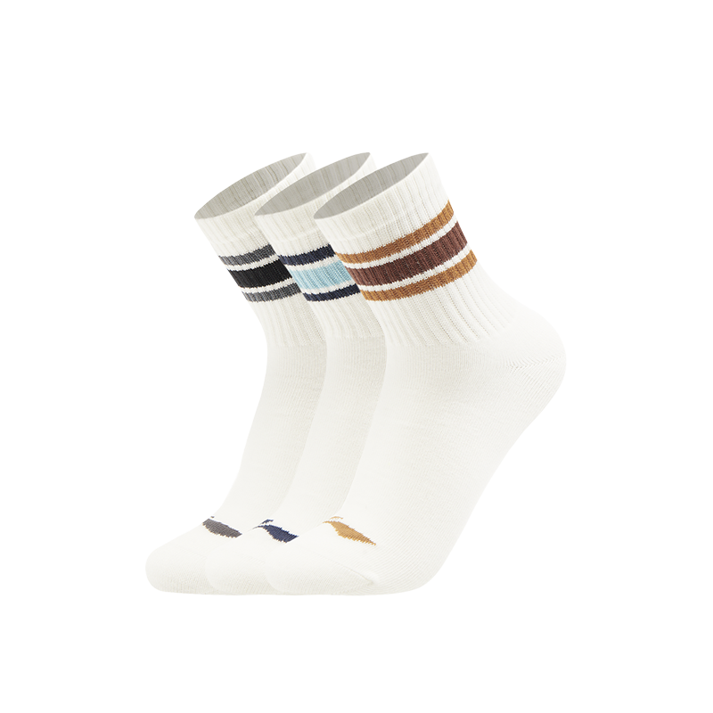 

LINING Спортивные носки Sports Life Collection Unisex 3 пары белые с черными полосками/белые с синими полосками/белые с коричневыми полосками