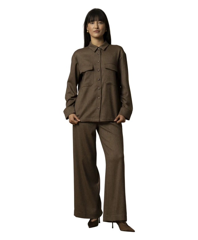 

Стильная рубашка с длинными рукавами в армейском стиле Kocca, коричневый