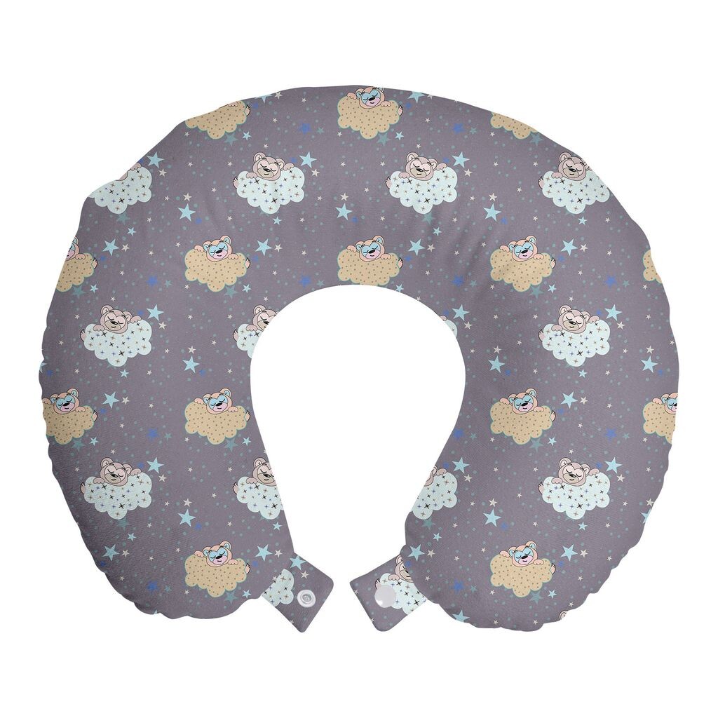 

Подушка для ночного путешествия ABAKUHAUS, поддержка шеи, Stars and Sleeping Bears, пенопластовый дорожный предмет для самолета и автомобиля, 30x30 см, разноцветный