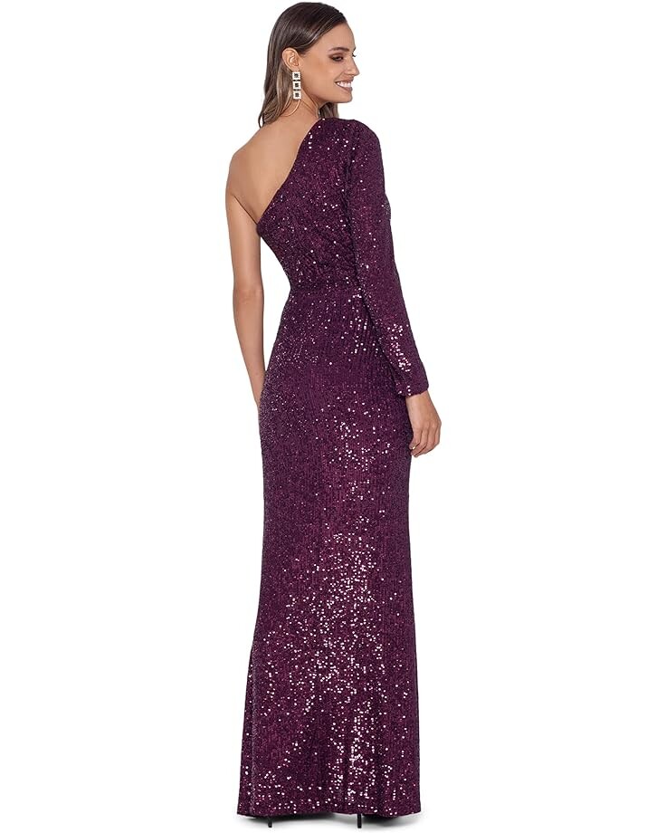 

Платье XSCAPE Long One Shoulder Sequin Dress, цвет Wine