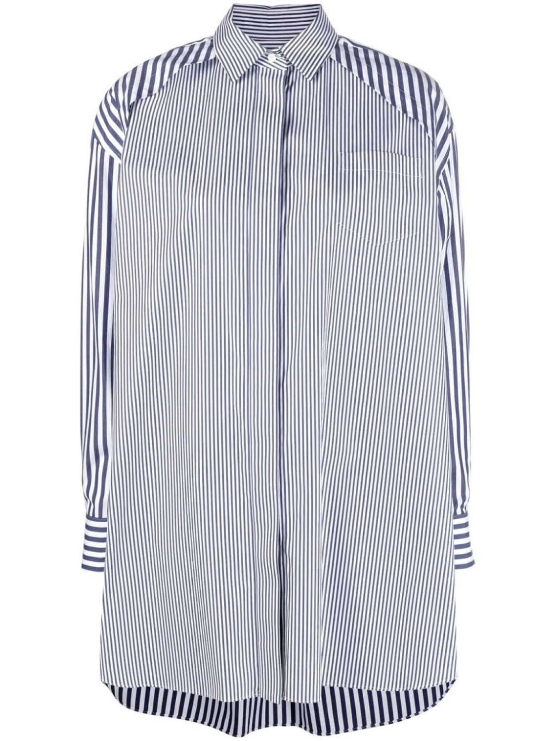 

sacai полосатое платье-рубашка, синий
